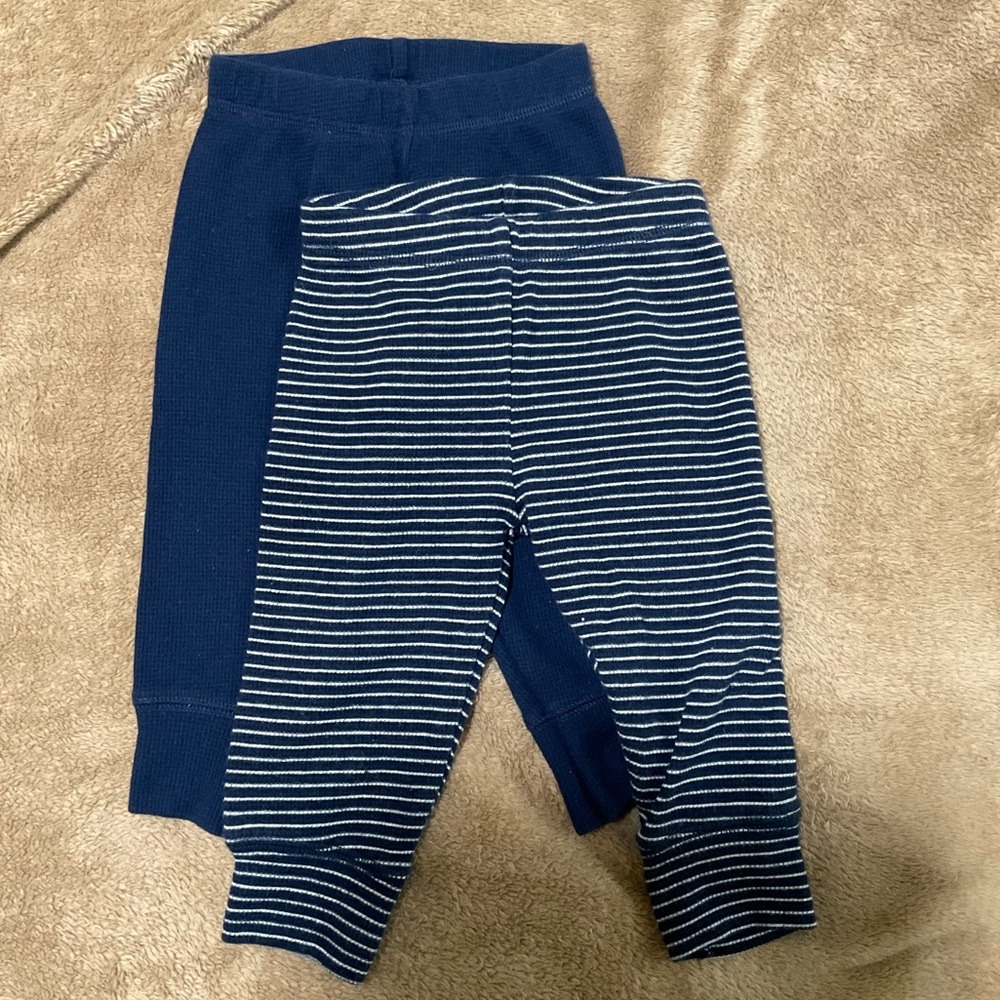 Navy and Striped Baby Pants Set
